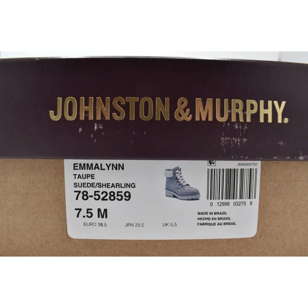 Johnston & Murphy Women Size 7.5 Emmalynn Taupe Suede Shearling Hiker Boot Shoes